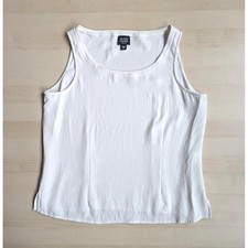 Vintage Eileen Fisher 90's Minimalisim 100 Silk White Tank Top Blouse