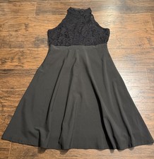Black Lace High Neck Fit & Flare Cocktail Dress Sleeveless Party Formal ALine 2X