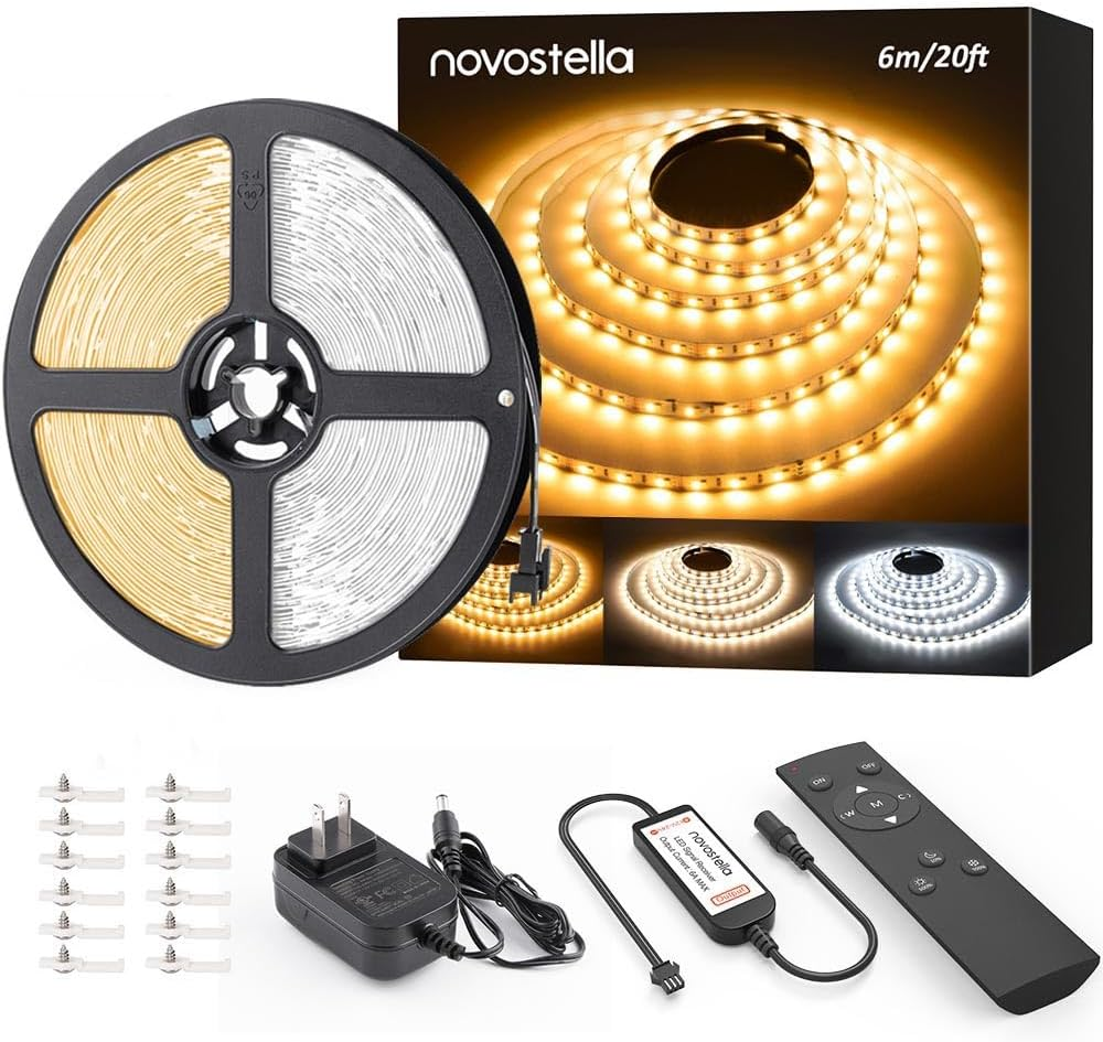 20Ft Tunable White LED Strip Light Kit Dimmable 3000K-6500K 24V Tape Light with