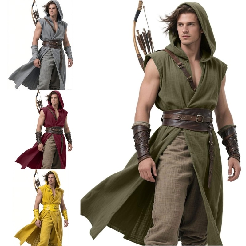 Suave Algodón Estilo Medieval Tabardo Disfraz Histórico Recreación Ropa Para Hombre