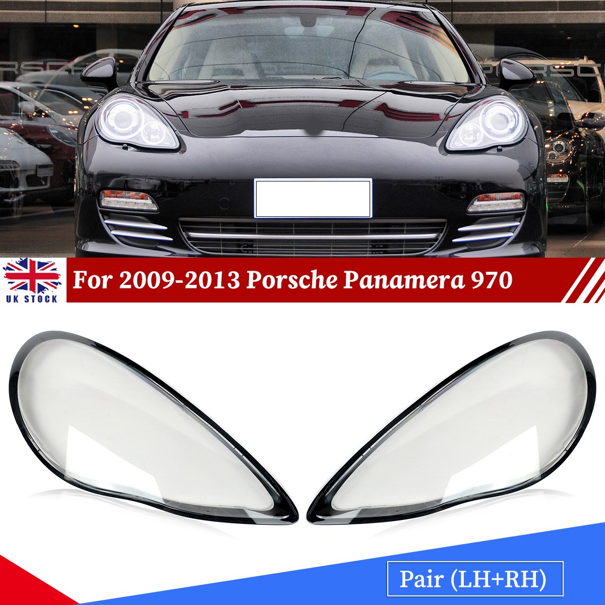 LEFT & RIGHT FOR PORSCHE PANAMERA 970 2009-2013 HEADLIGHT HEADLAMP LENS COVER