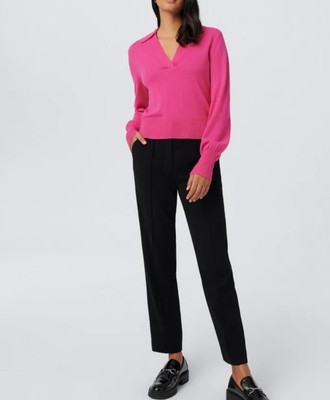 Diane Von Furstenberg Rhodes Collared Knit Sweater Size M Wool Cashmere Blend