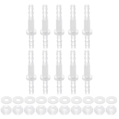 10Pcs Schlauchfitting für Barb, 5/32'' x 5/32'' Adapter mit M6 Mutter und Scheibe