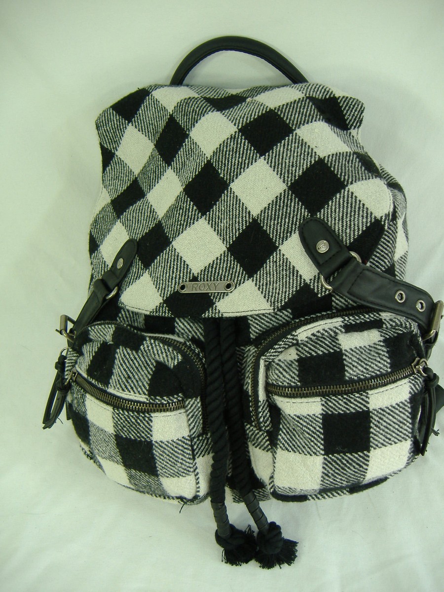 Plaid Roxy Backpack Roxy | Bags | Roxy Black White Pink Plaid Backpack | Poshmark main image 2