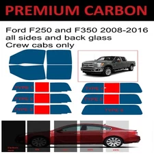 Premium Carbon Window Tint fits Ford F250 and F350 2008-2016 precut tint