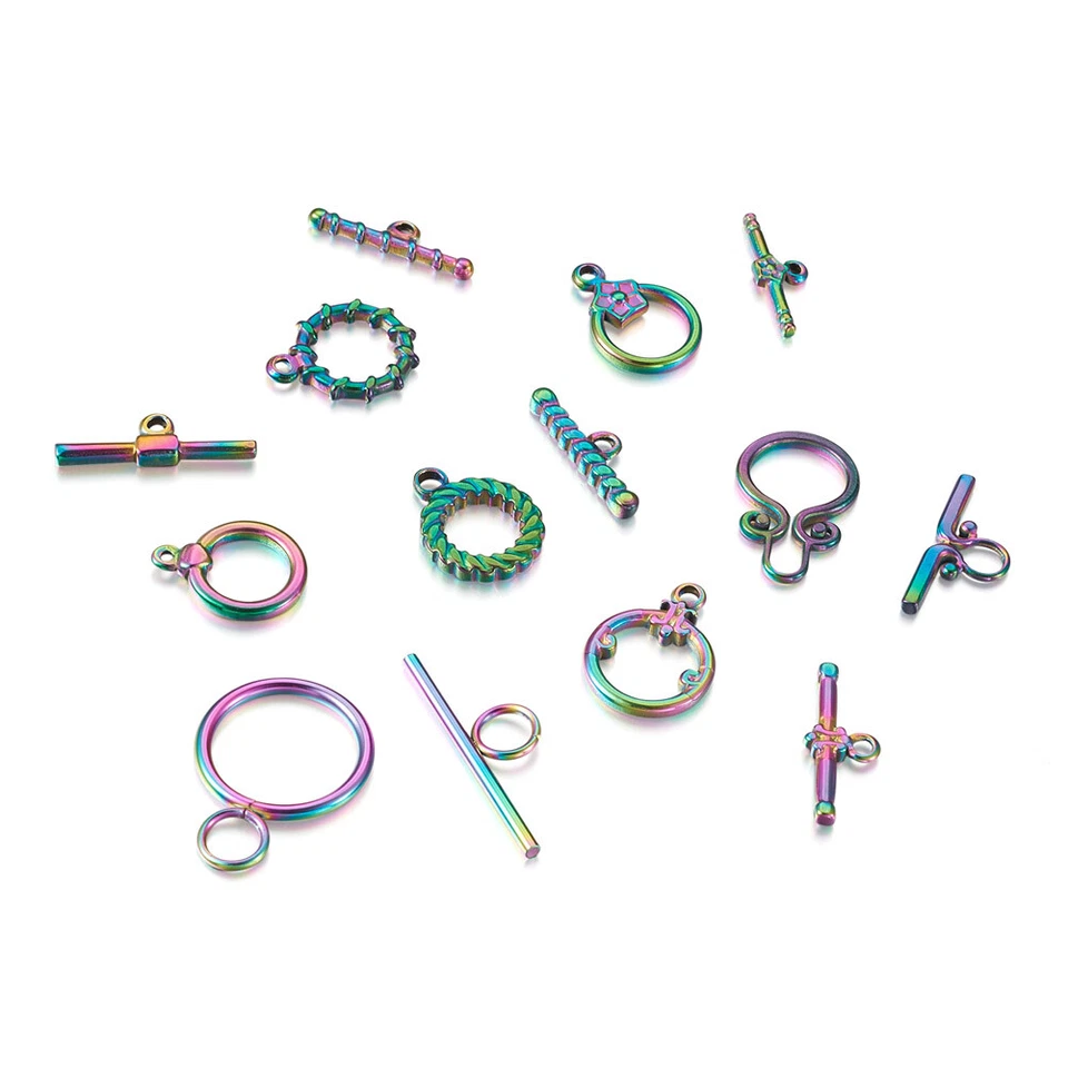 1Box Multicolor 304 Stainless Steel Toggle Clasps Ring For DIY Jewelry Findings - Image 2 of 4