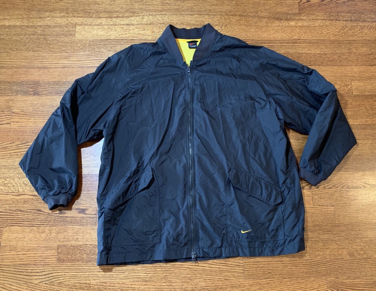 Vintage Nike Black And Yellow Script Windbreaker Jacket XL | eBay