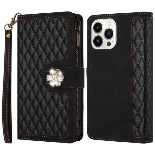 Quilted Leather Phone Wallet Case Stand Cover Card Holder For 6.7"iPhone 15 Plus - Picture 3 of 5