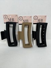 Secure Hold Soft Touch Hair Claw Clips 3 Pack 1-Brown 2-Black 5 Inch MHB NEW