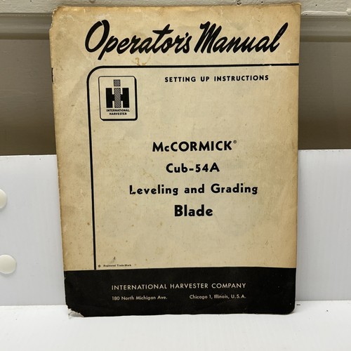 McCormick Cub 54A Nivellier- & Sortierklinge. Operator’s Manual. International - Bild 1 von 8