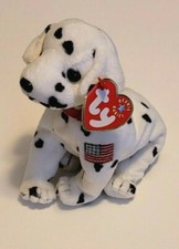 Ty Beanie Rescue Rare Left Arm Flag FDNY Dalmatian Dog USA 6" 15cm MWMT New