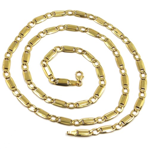 CATENA IN ORO GIALLO 18K, MAGLIA CUBANA, GOURMETTE, SPESSORE 4 MM, 50