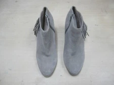 Vionic Shoes Womens 11M Gray Ankle Bootie Boot Casual Side Zip  Ruffled Wedge