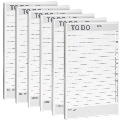 6 Pack To Do List Notepads Daily Reminder Checklist 8.5 x 5.5 In 60 Sheets Each