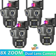 4pcs 3 Lens Security Camera Wireless 4K HD WiFi IP PTZ Home Outdoor CCTV IR Cam