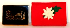 Vtg. Volupte Black Enamel Gold Horse & Carraige Powder Compact Scarce