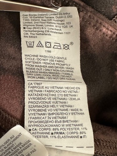 Athleta Girl Chit Chat Tight Leggings L 12 Brown Pink Drawstring High Rise Logo - Picture 6 of 10