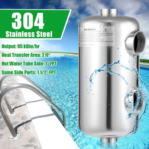 NUEVO Intercambiador de calor de tubo y carcasa de acero inoxidable mismo lado 95K 1"+ 1 1/2"FPT" - Imagen 5 de 15