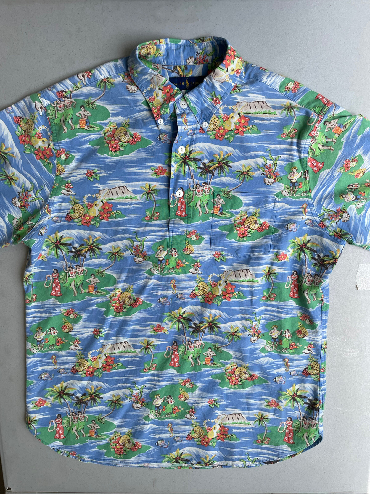 POLO RALPH LAUREN HAWAIIAN SHIRT TROPICAL LUAU HULA G… Gem