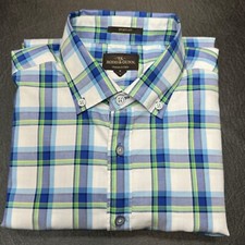 Rodd  Gunn Men's Large Shirt Plaid Long Sleeve Button Down Sports Fit Italy