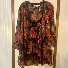 Victoria Secret Gold Label Nightie And Robe Set See Through M L Floral Light J