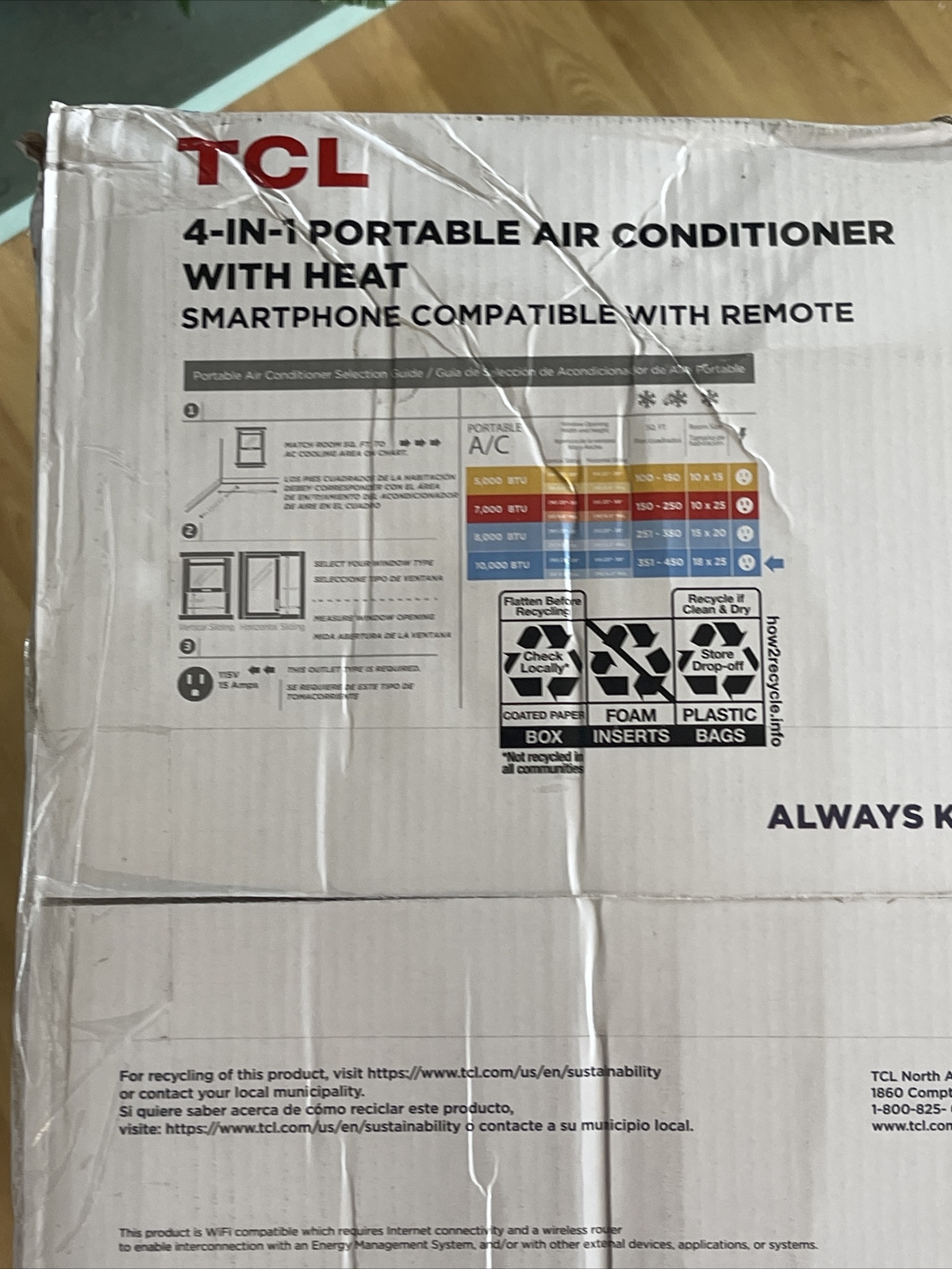 TCL 10,000 BTU SACC Portable Air Conditioner and Heater, Black, W10PH95