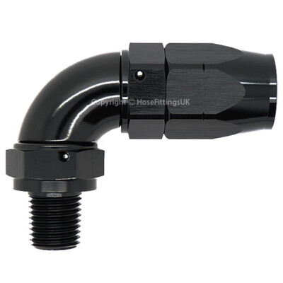 1/4 NPT STECKER SCHWARZ schwenkbar auf AN8 90 GRAD VOLLFLUSSSCHNEIDER geflochtene Schlauchbefestigung