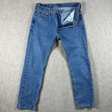 Levis 505 Mens 32x30 (actual 34x30) Blue Dark Wash Straight Leg Regular Fit