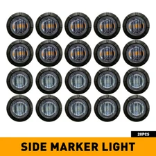 20X 3/4" 12V Marker Lights LED Truck Trailer Round Side Bullet Light Amber Red