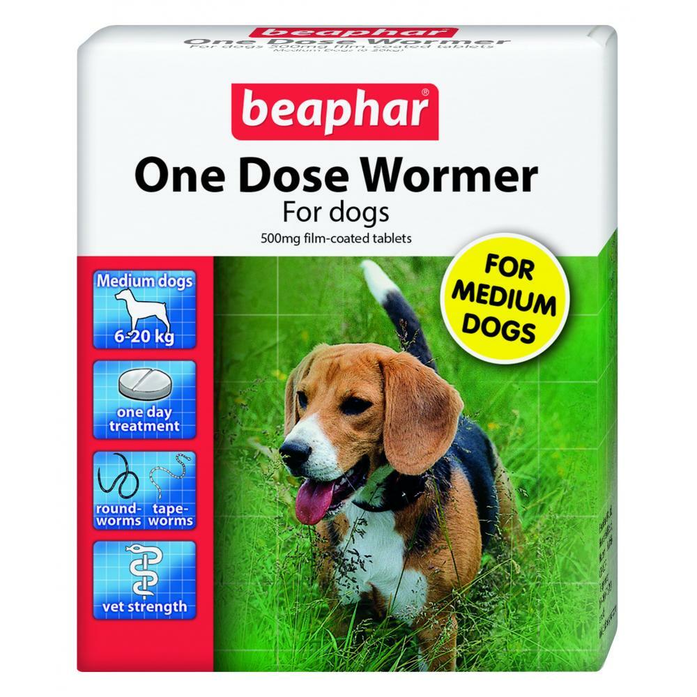 Beapharr One Dose Dog Wormer for Tape Worm & Round Worm for Puppy, S, M