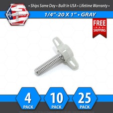 1/4"-20 x 1" Thumb Screw Stainless Steel - Gray Tee / Wing Knob - USA