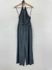 Witchery Jumpsuit Women 8 Green Elastic Waist/Back Sleeveless Neck Tie