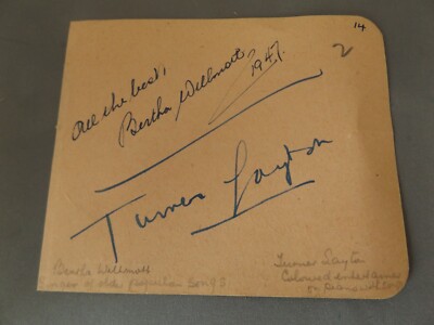 4,5'' x 4'' HANDSIGNIERTE AUTOGRAMMBUCHSEITE - BERTHA WILLMOTT TURNER LAYTON & MEHR