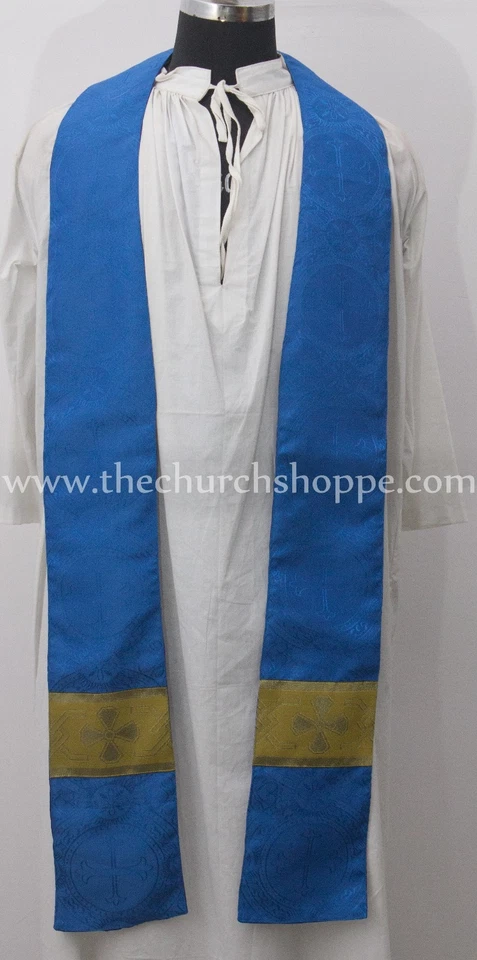 New Blue clergy gothic vestment & Stole,Gothic chasuble ,Casel,Casulla, Chasuble - Image 3 of 3
