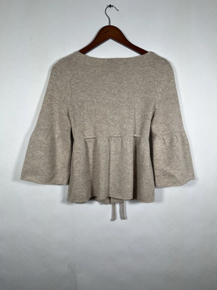 Suéter Cárdigan Suéter Y2K Manga Campana Lana de Cordero Angora Acogedor Lujoso Avena M Foto 3 de 4