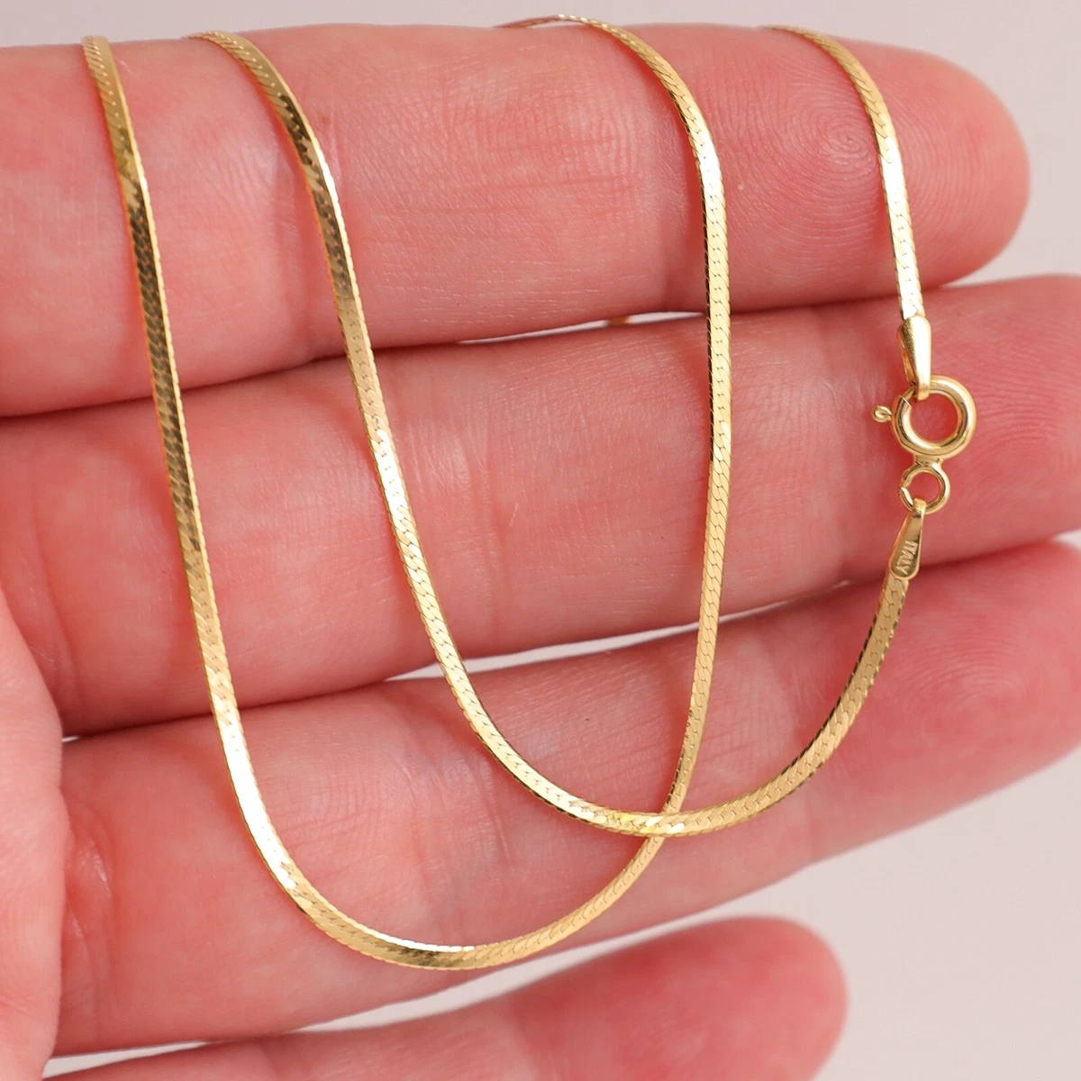 Flexible 18K Gold Filled Herringbone Necklace 4MM Omega – YanYa