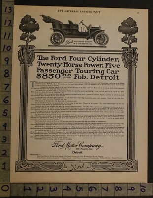 1908 FORD TOURING ART CRAFT FOLD DOWN TOP DETROIT MOTOR CAR AUTO ADUR01