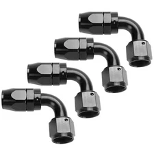 4PCs 6AN AN6 -6AN 90 Degree BLACK SWIVEL FUEL OIL HOSE END FITTINGS ADAPTER