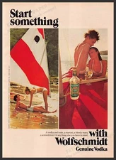 Wolfschmidt 1970s Print Advertisement 1976 "Start something" Couple Beach Sail