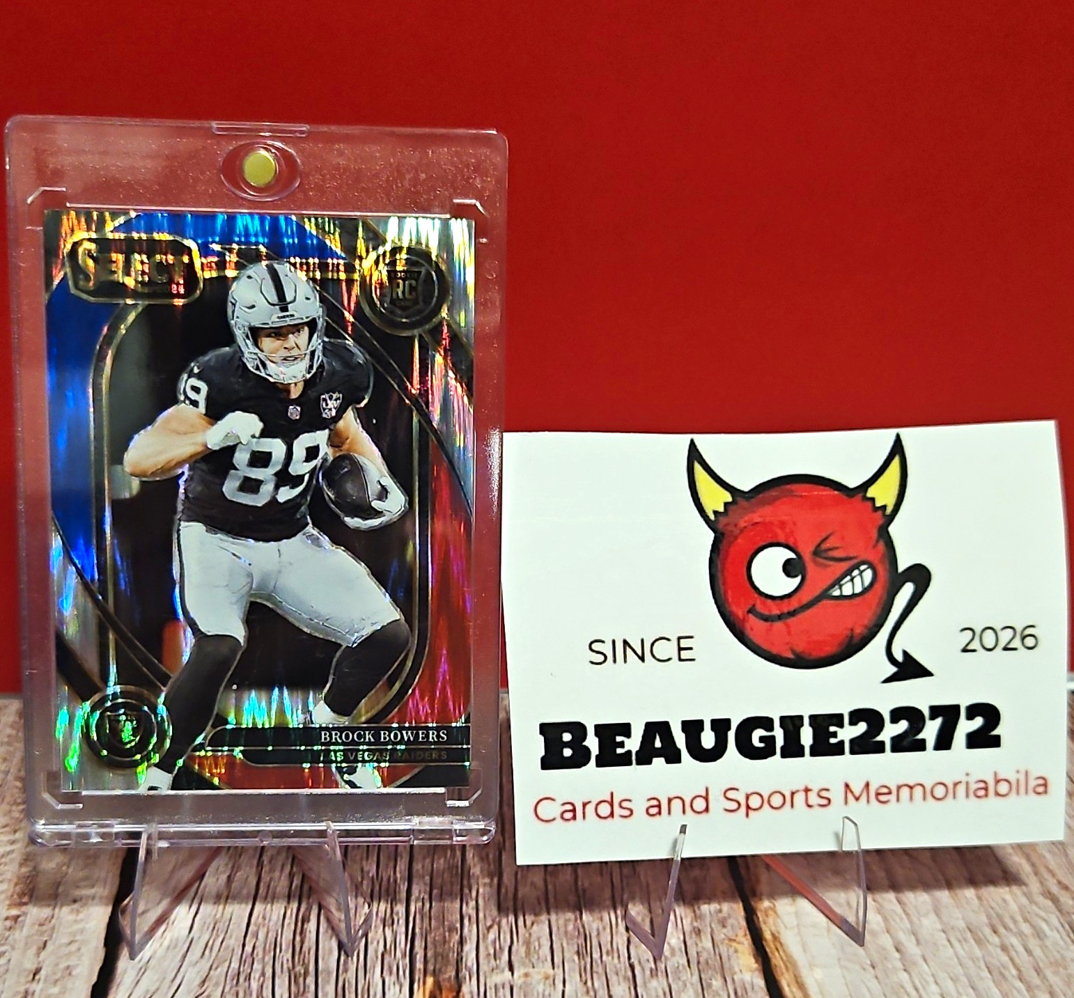 Brock Bowers Panini 2024 Select  RC Red & Blue Shock Prizm Club Level #222