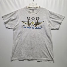 Vintage Jesus T-Shirt Size L 90s Distressed Tultex Religous Quote 