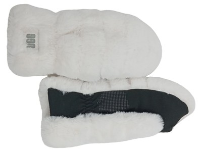 UGG Damen Handschuhe Fäustlinge Gr. S Weiß Wolle Fell Warm Winter