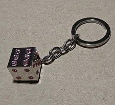 High Quality Dice Keychain With Pink Gems