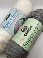 Caron Simply Soft Yarn Mixed Lot Colors Grey Heather & White Partial Hat Yarn