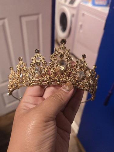 Gold Princess Crown Tiara Headband Hair Accessory for Women One Size