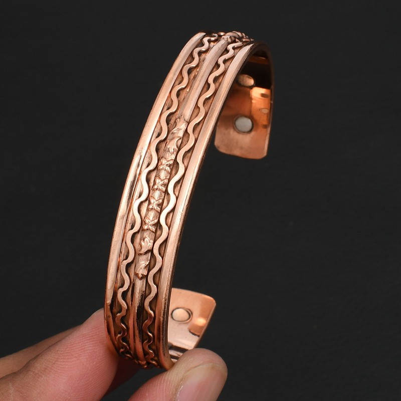 Pure Copper Vintage Magnetic Adjustable Handmade Bangle Jewelry Gift CB-35-070