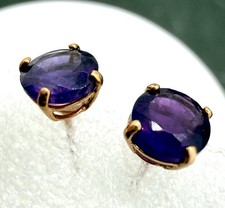 1Ct Gold Amethyst Studs Earrings 10k Yellow Gold