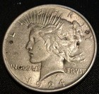 1924 $1 Peace Silver  Dollar, 90% Silver coin — photo 3