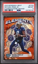 2023 Bowman U Best Elements Of The Game #ETG3 Michael Penix Jr. Orange /25 PSA 8