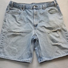 Vtg Levi s 550 Distressed Denim Jorts Mens W42 Light Wash Baggy 90s Grunge Skate